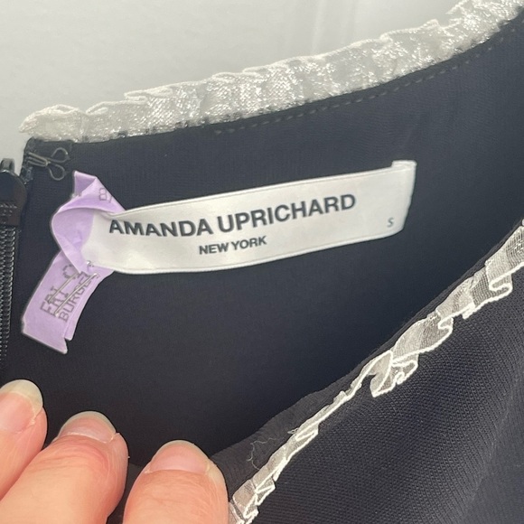 AMANDA UPRICHARD VALETTA DRESS {$238 MSRP} Black Ivory Lace Trim White Bow Small - Picture 6 of 11